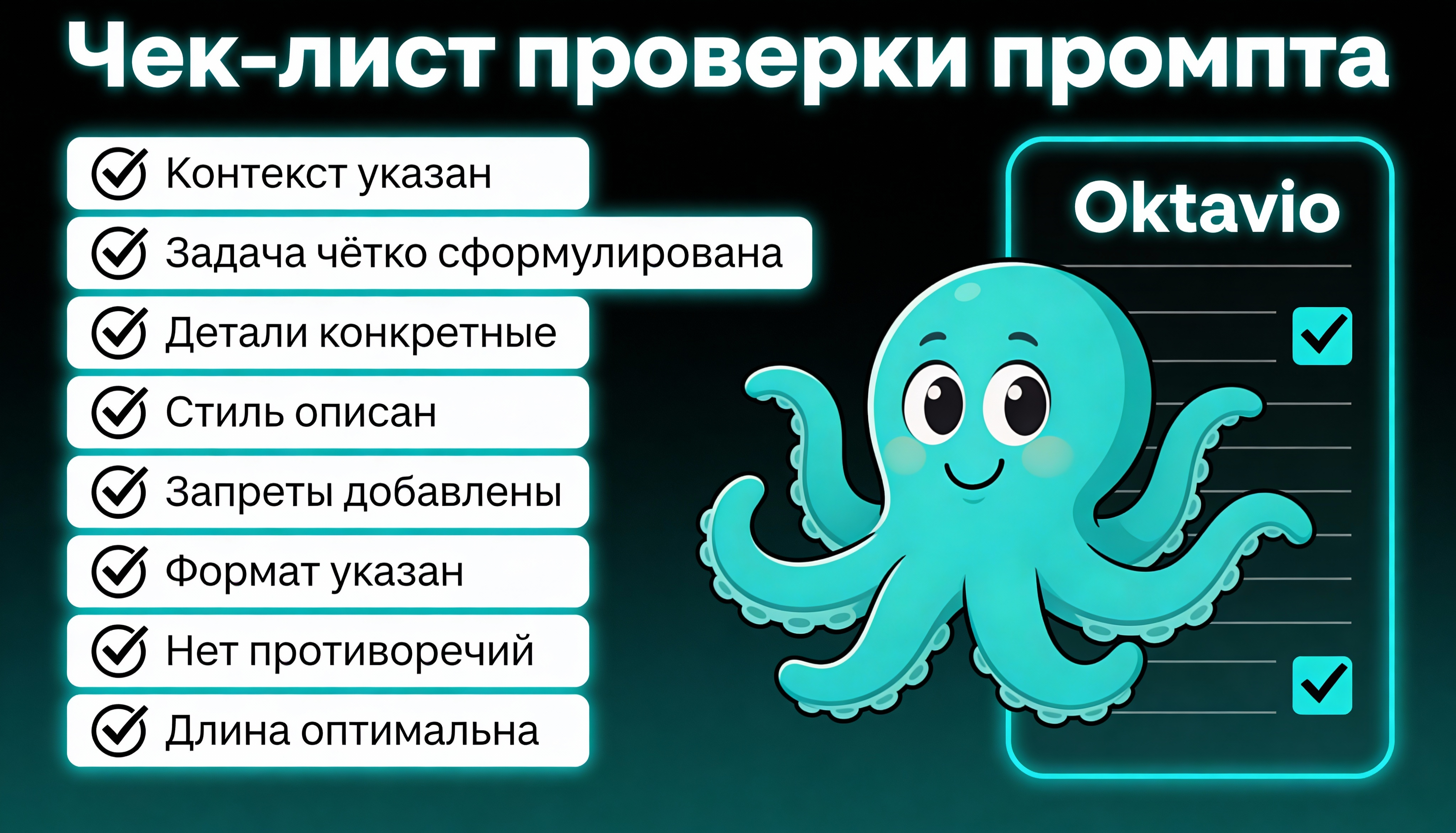 Инфографика: чек-лист проверки промпта